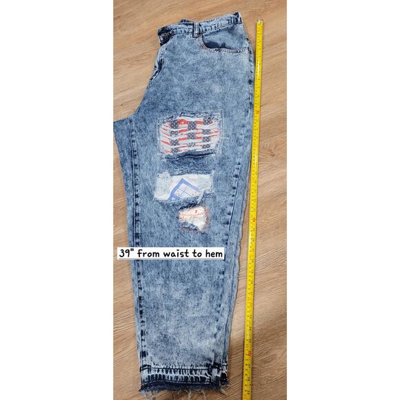 Boho patched plus size jeans lace 16 18 reworked upcycled patchwork diy eclectic - Picture 8 of 16